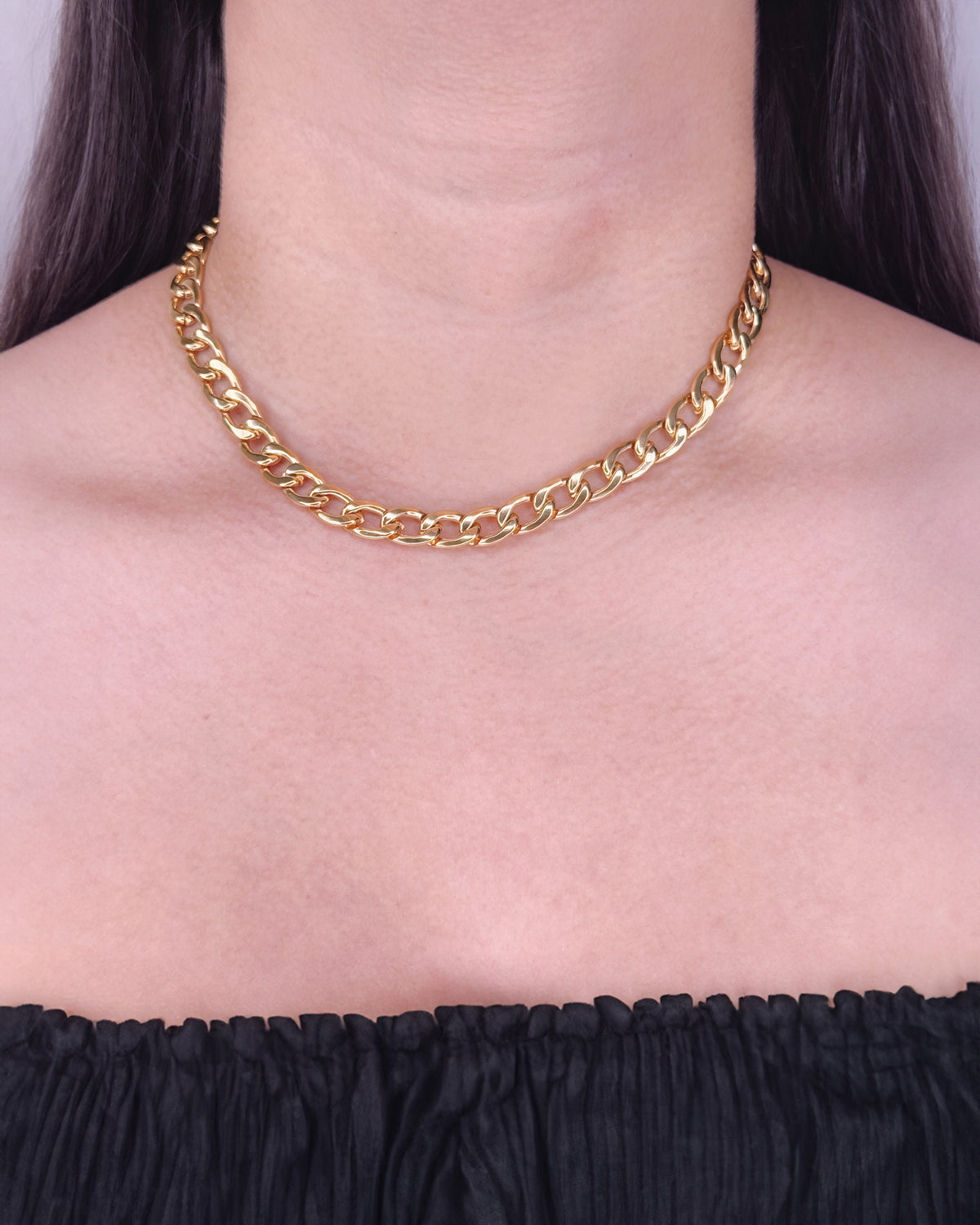 Eunice (Gold) Thick Chunky Cuban Chain Design (Chain Only) Gold Necklace