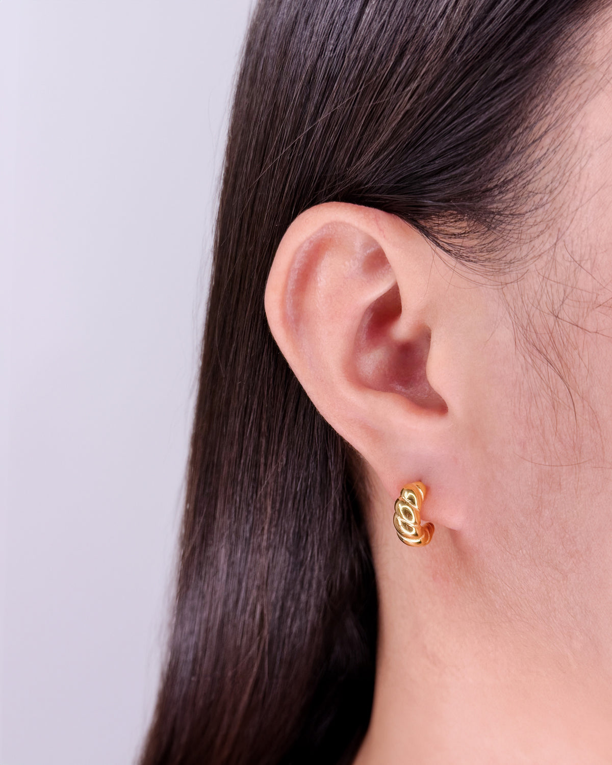 Evangeline Croissant Design Gold Stud Drop Earrings