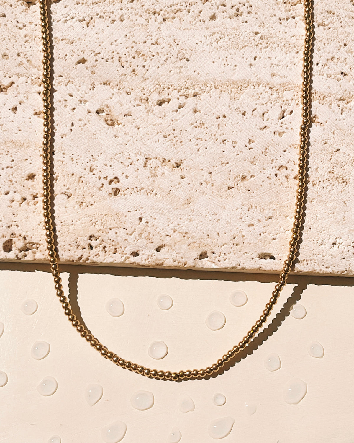 Cypress (Gold) Small Round Ball Beaded Design (Chain Only) Gold Necklace