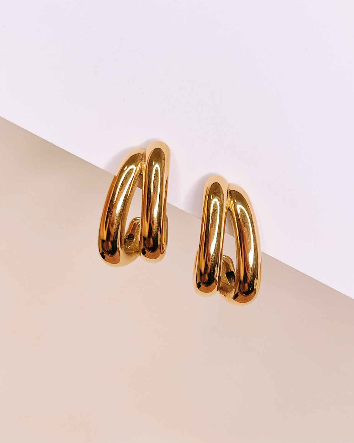 Vienna Double Layer Thick Layered Look Hoops