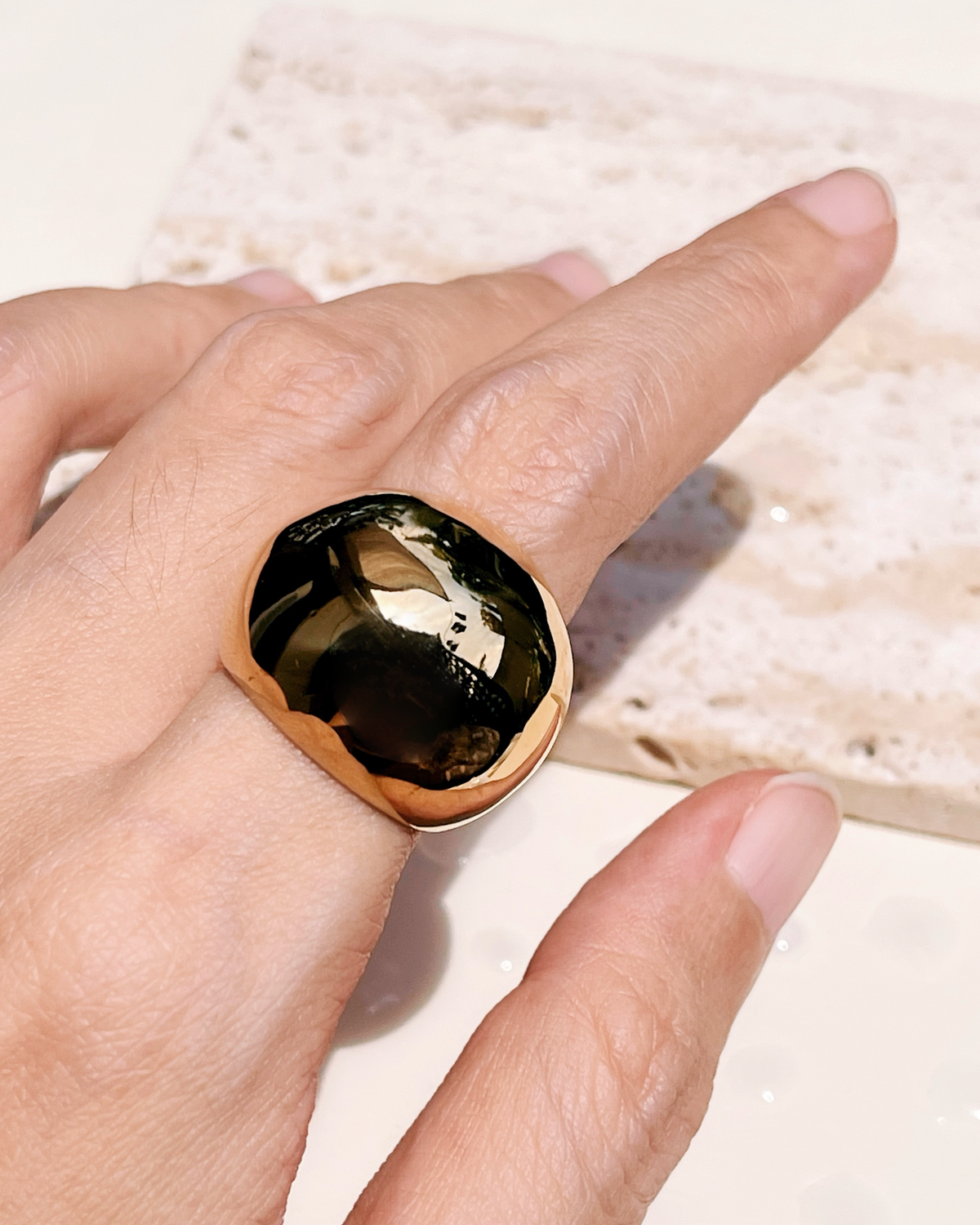 Dawn Chunky Smooth Dome Top Design Gold Ring
