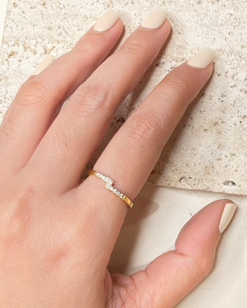 Farynix Dainty Top Paved Multi Round Zircon Inlaid Set Stacked Gold Ring