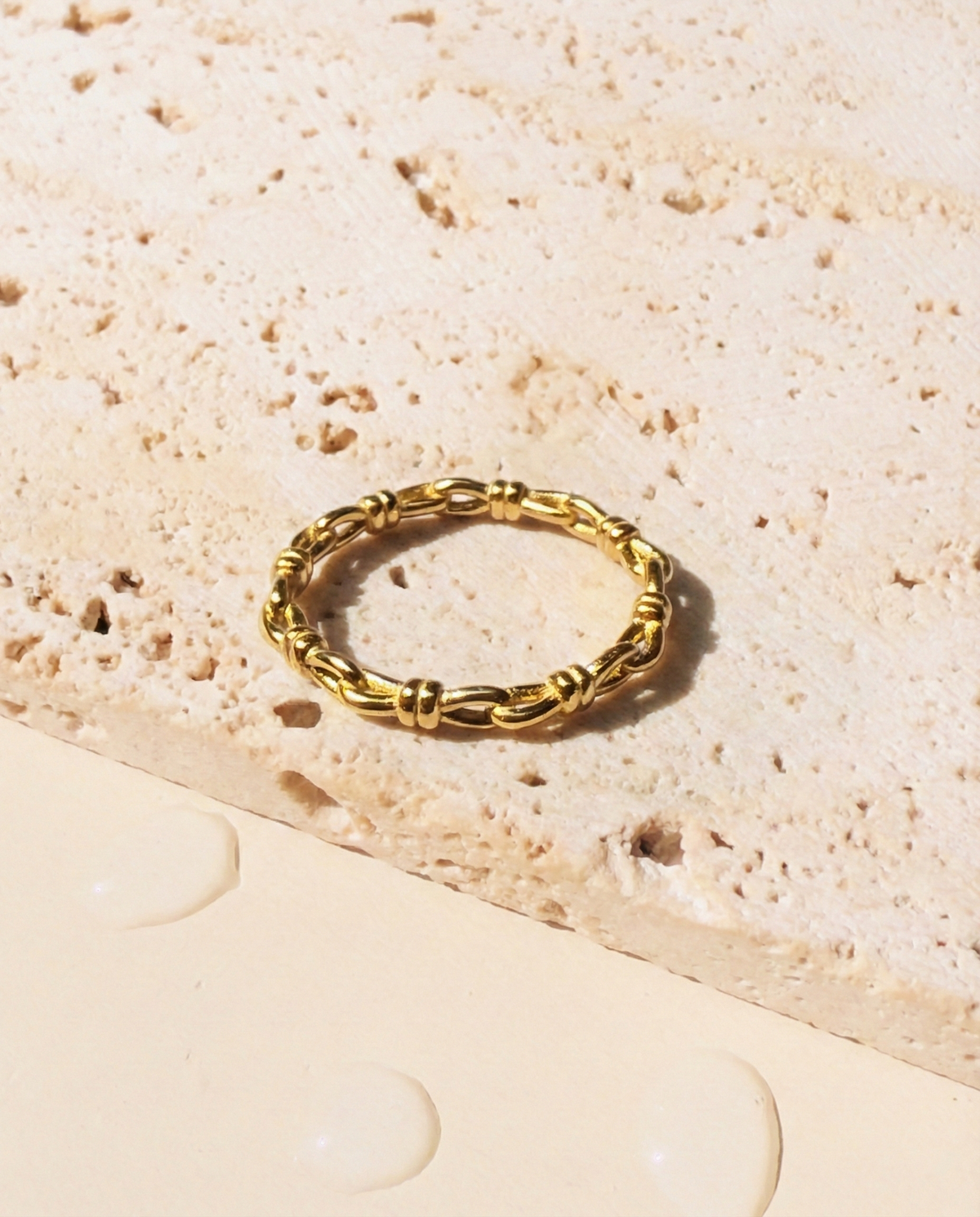 Fravella Rope Tied Chain Design Minimalist Gold Ring