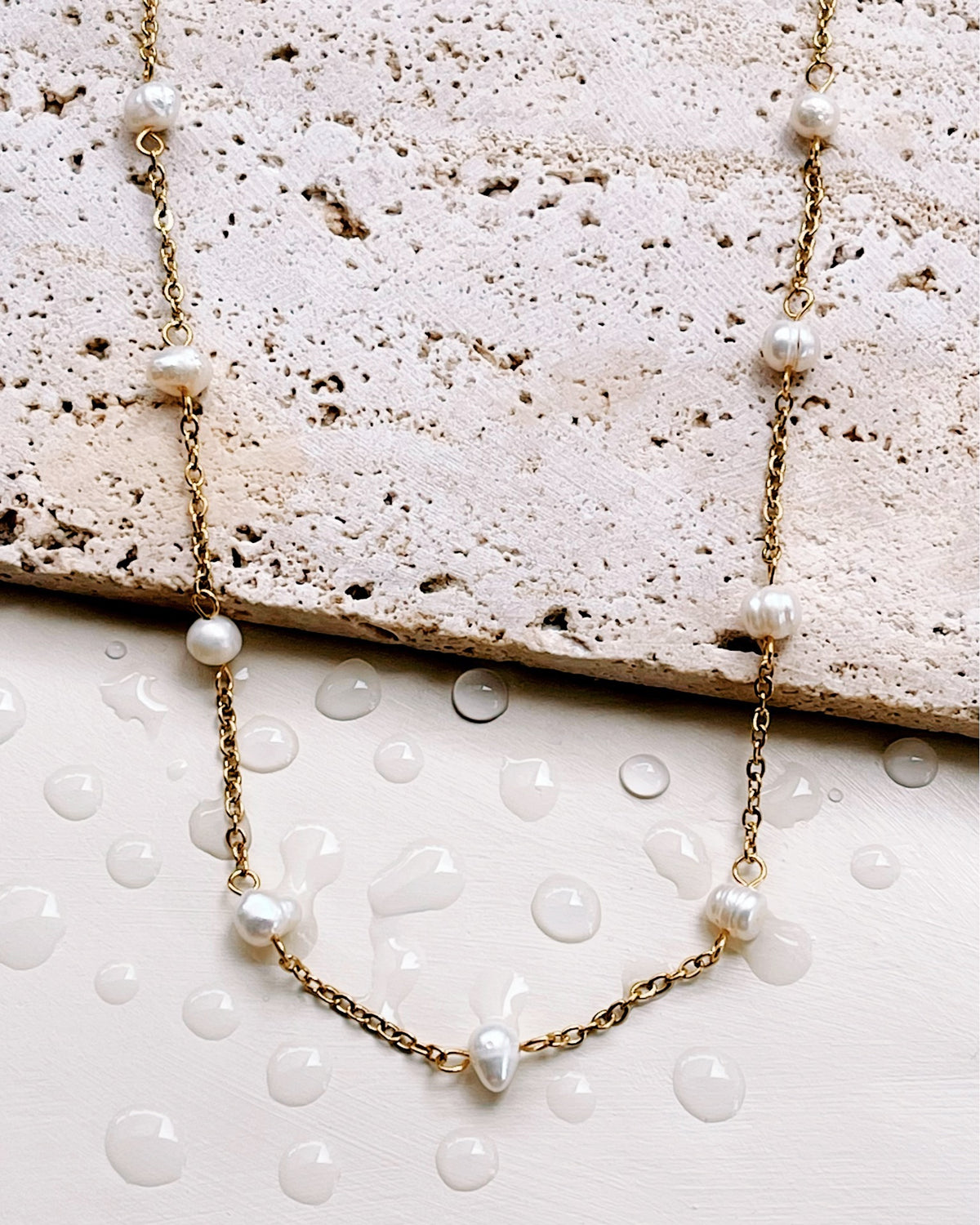 Sydney Baroque Freshwater Pearl Beaded Link Chain Gold (Chain Only) Necklace