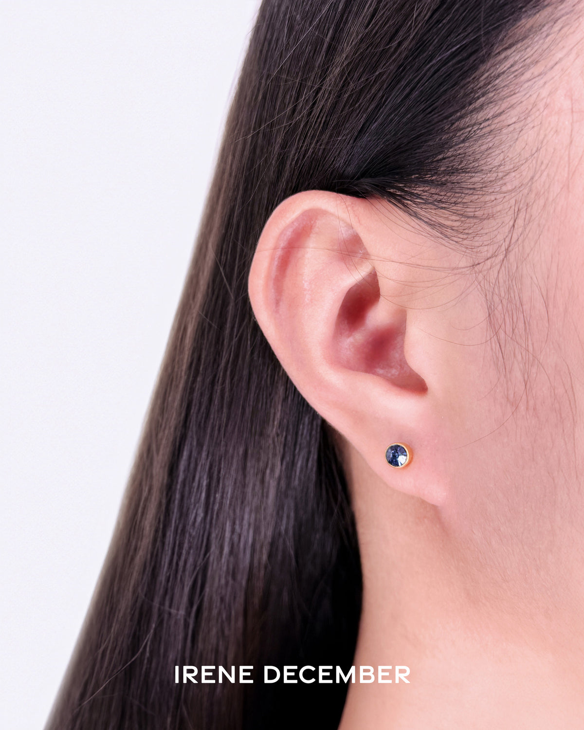 Irene Birthstone Birth Month Color Inlaid Round Zircon Gold Studs