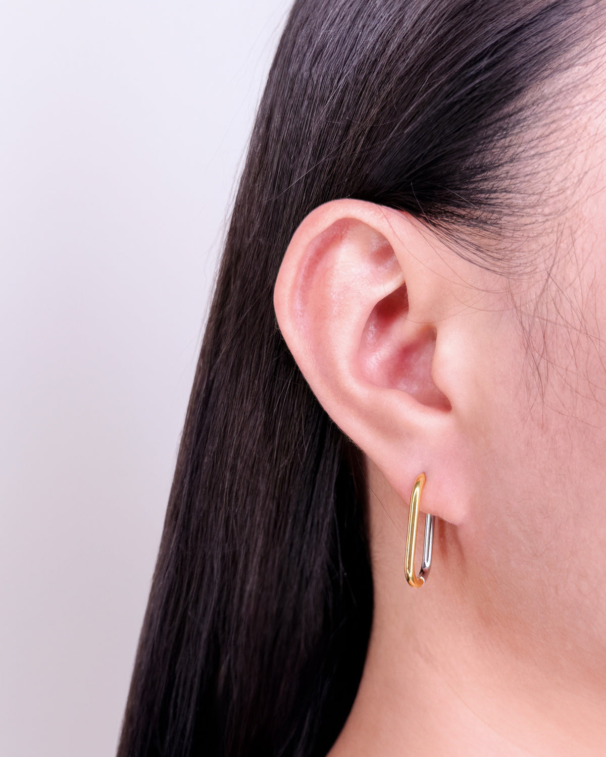 Jayla (Two Tone) U-Shaped Classic Silver & Gold Hoops