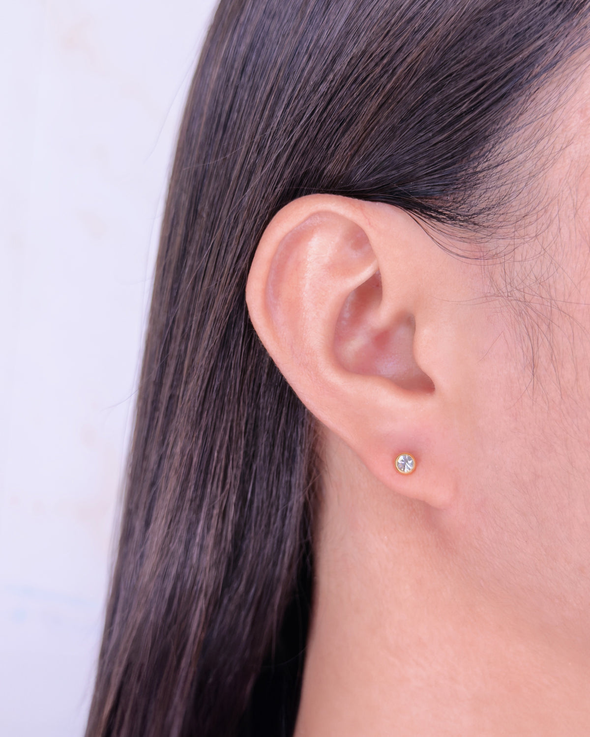 Joni (Bundle Set) 3 Pairs Oval Dome Gold Studs Round Zircon Bezel Set Gold Studs Three Balls Flower Shaped Gold Studs