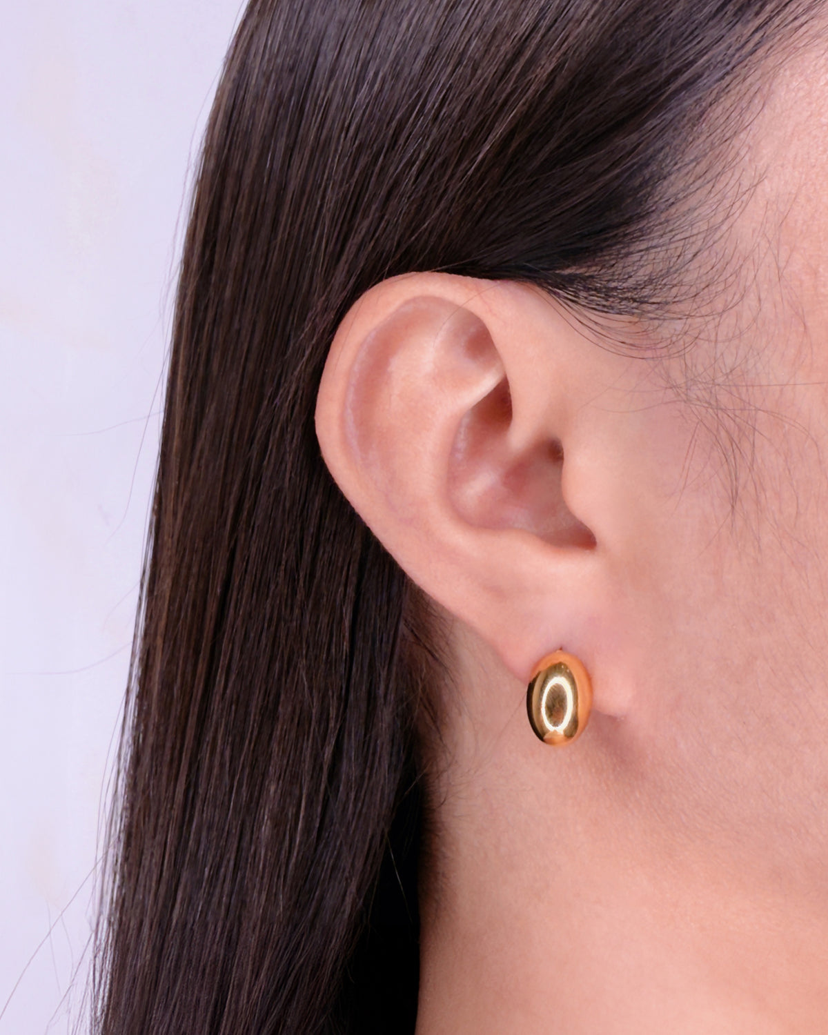 Joni (Bundle Set) 3 Pairs Oval Dome Gold Studs Round Zircon Bezel Set Gold Studs Three Balls Flower Shaped Gold Studs
