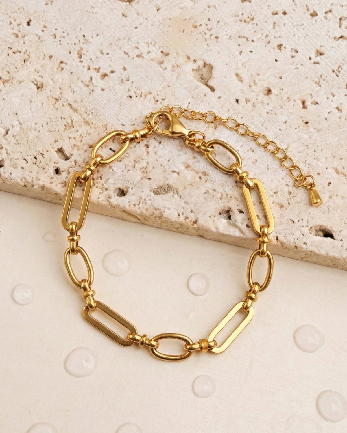 Laviare Dual Chain Design Alternating Flat Paperclip Chain Knot Link Chain Oval Chain Gold Bracelet