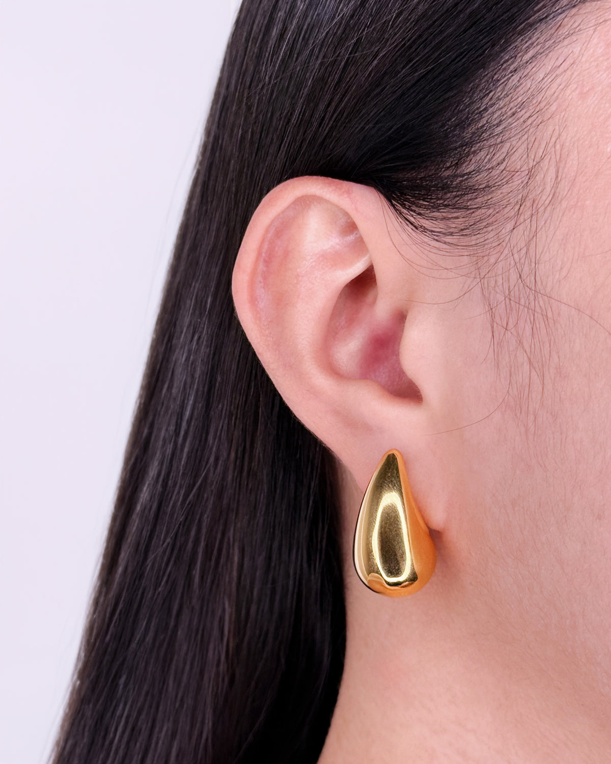 Theodora (Gold) Chunky Teardrop Waterdrop Design Gold Stud Drop Earrings