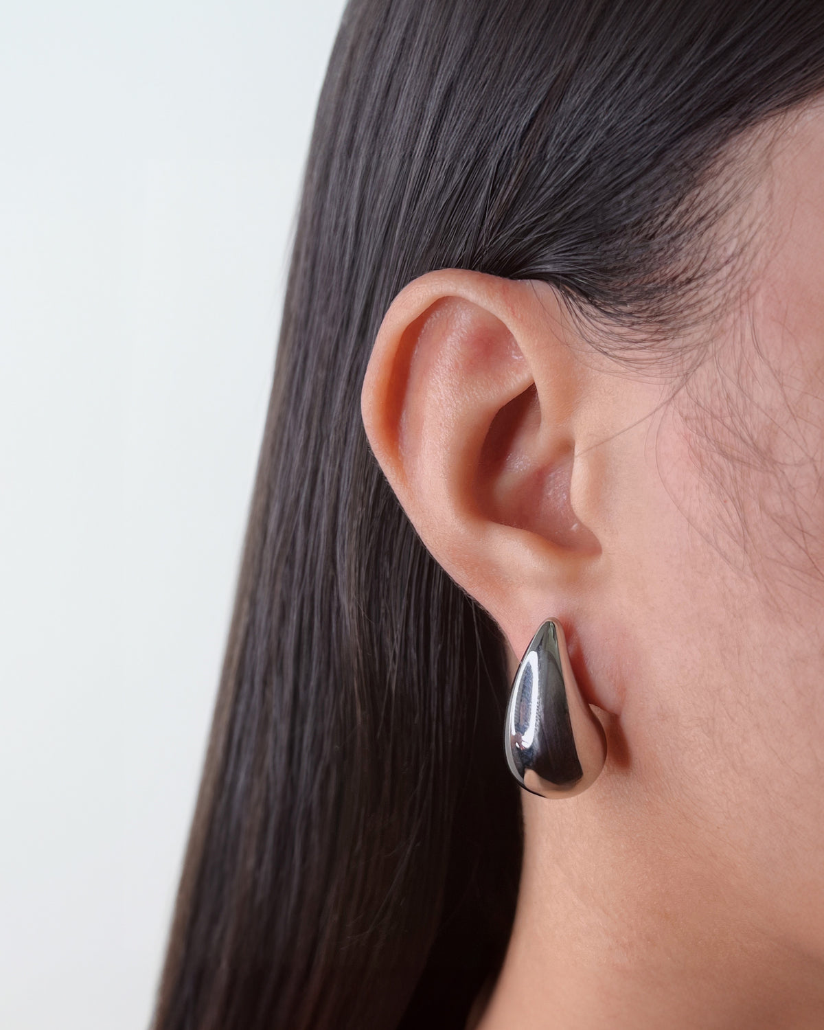 Theodora (Silver) Chunky Teardrop Waterdrop Design Stud Drop Earrings