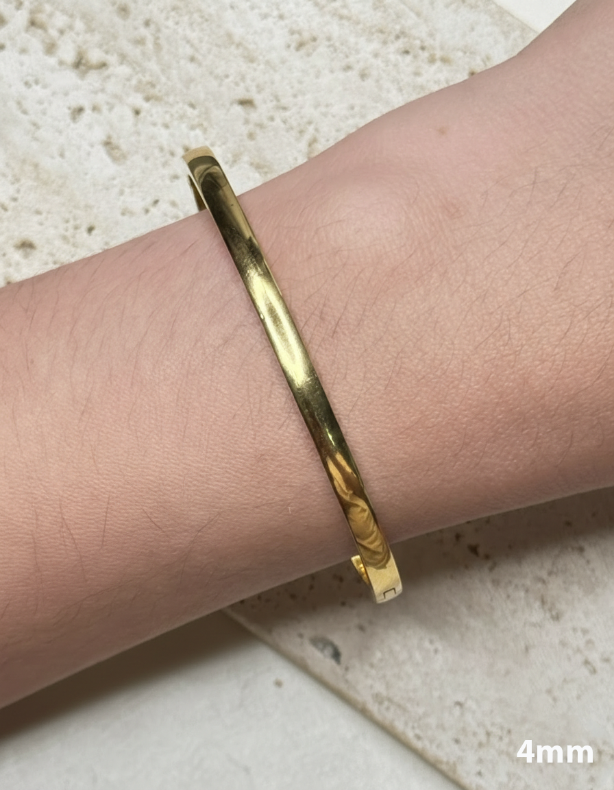 Cameron (Gold) Flat Rounded Smooth Thin Solid Closed Bangle