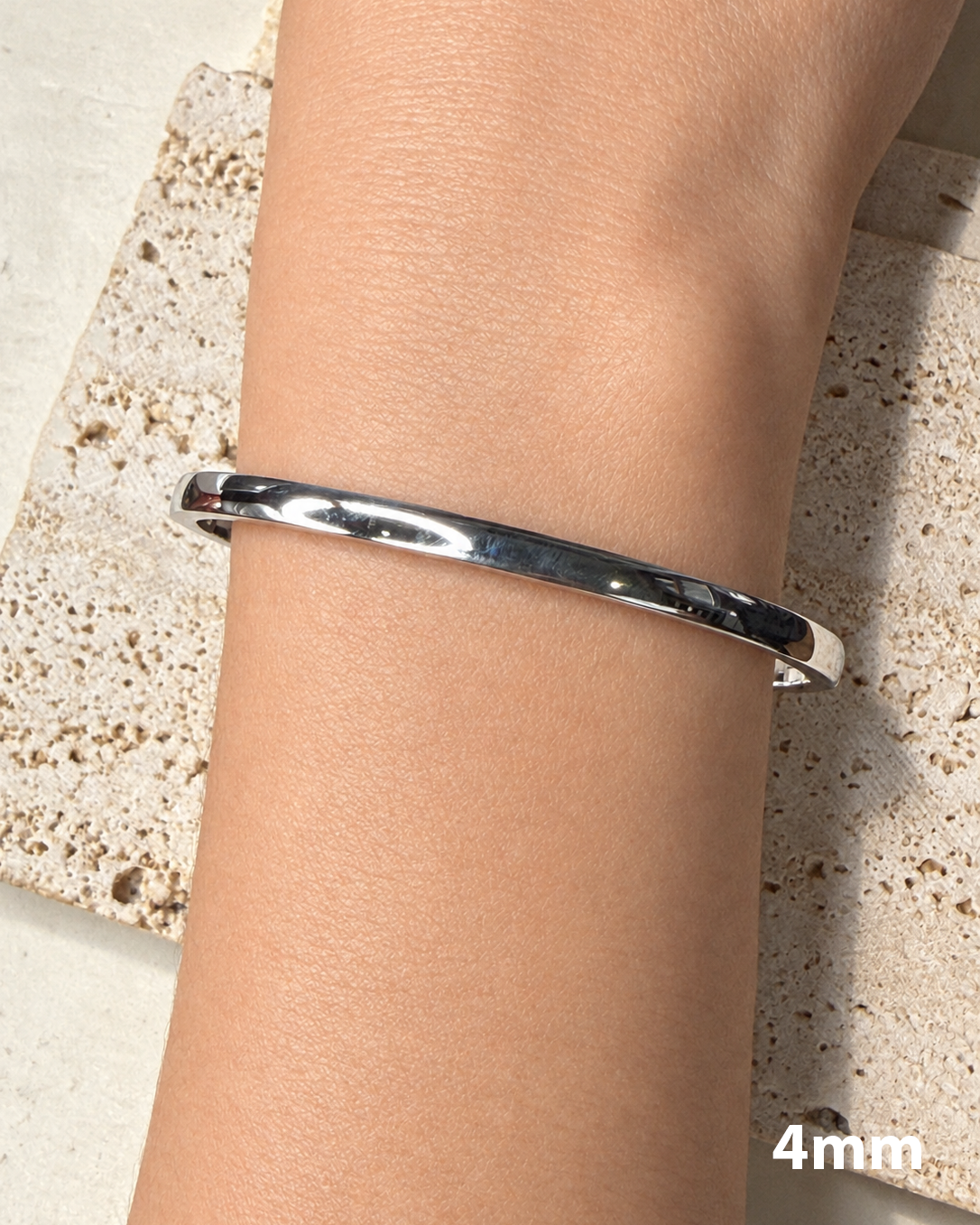 Cameron (Silver) Flat Rounded Smooth Thin Solid Closed Bangle