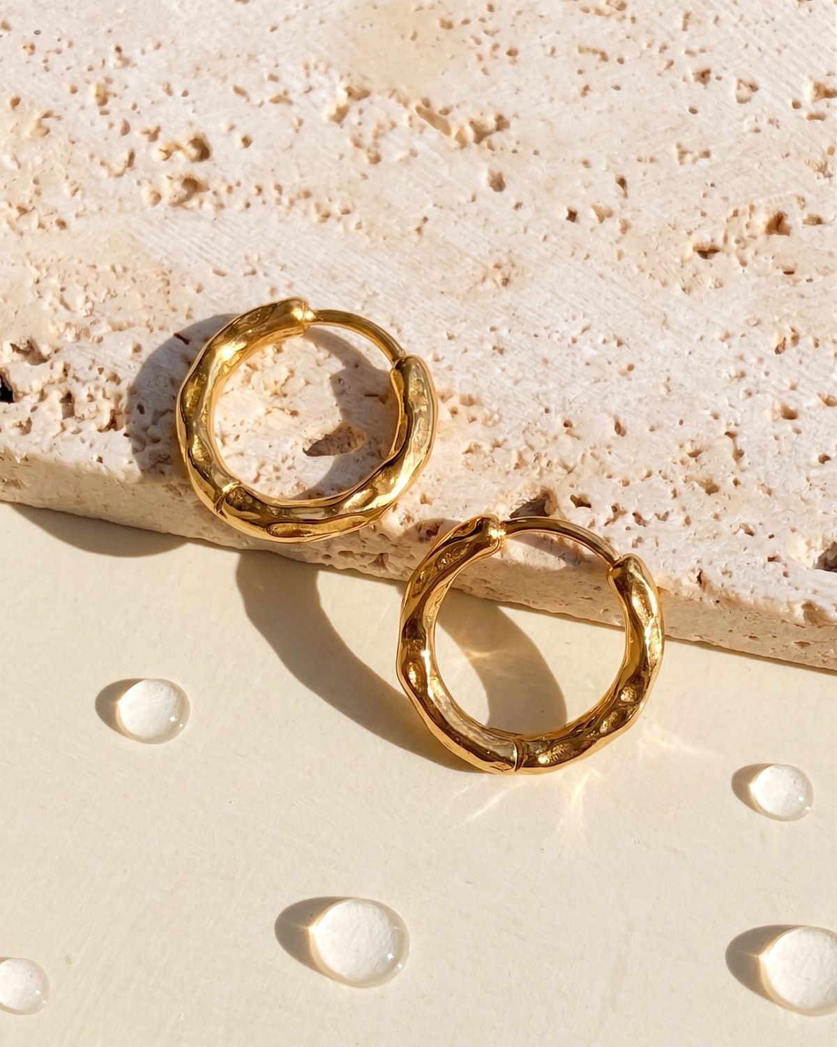 Emalyn (Gold) Irregular Hammered Design Hoops