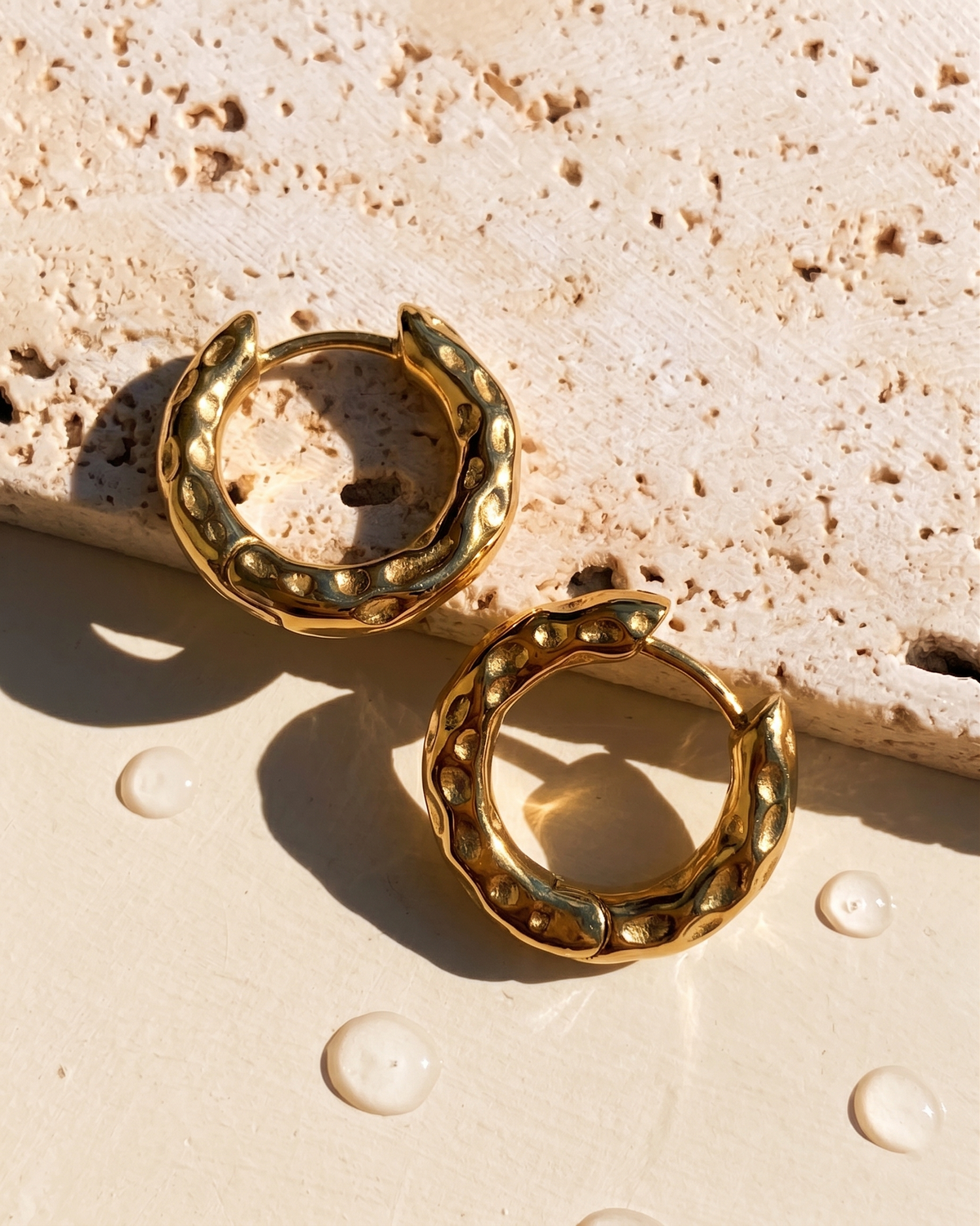 Emalyn (Gold) Irregular Hammered Design Hoops