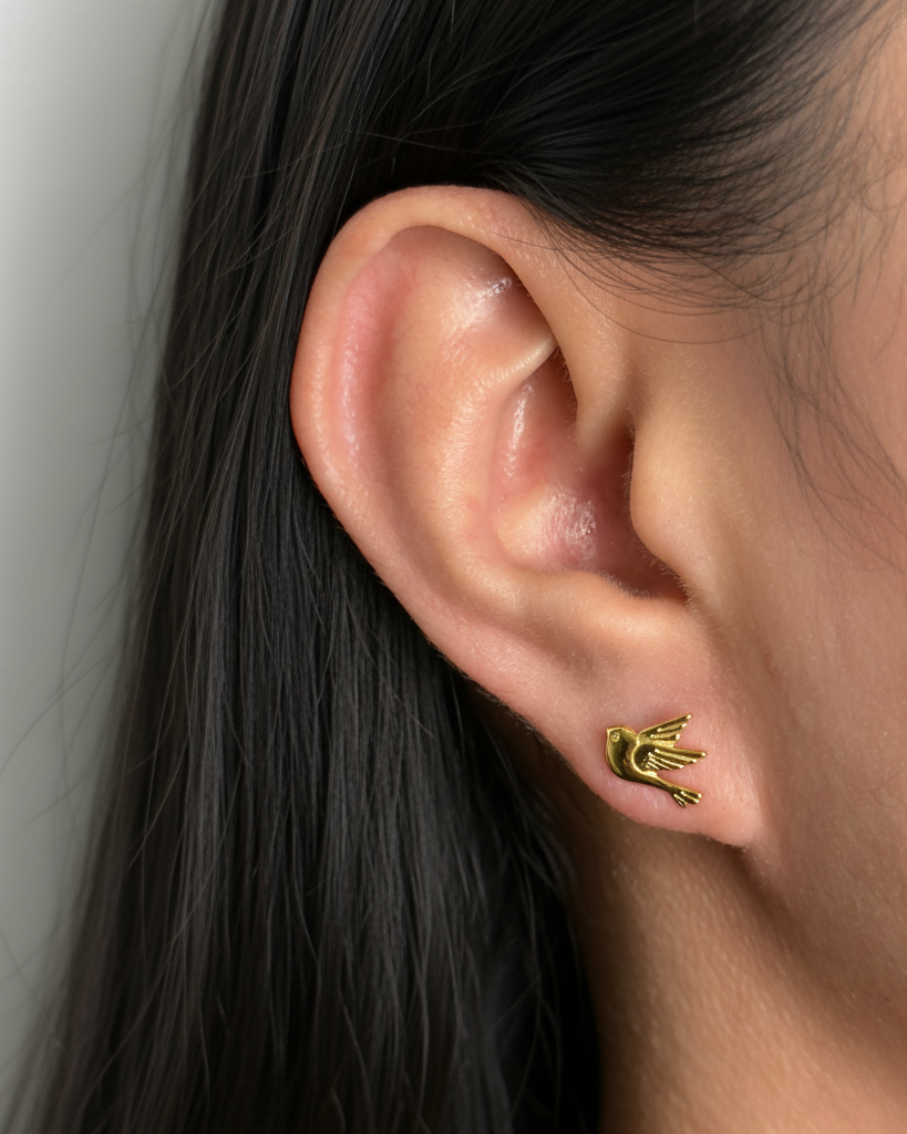 Gressa (Bundle Set) 3 Pairs Dainty Paw Shaped Cat Shaped Bird Shaped Design Studs