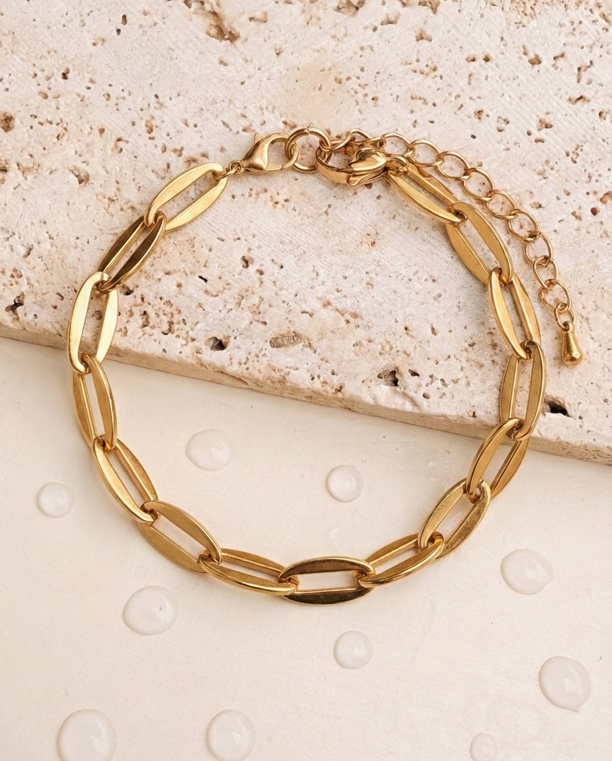 Lori (Gold) Oval Flat Link Chain Design Bracelet