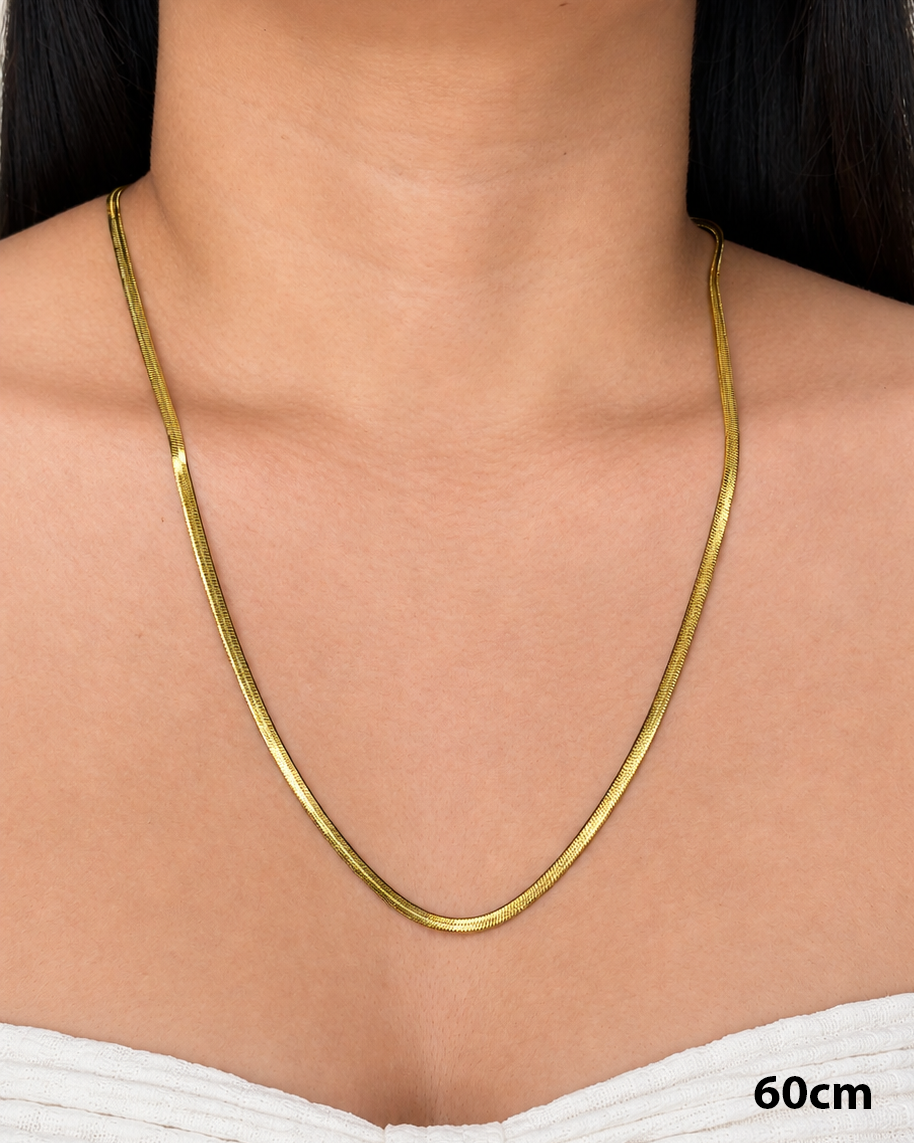 Margaret (Gold) Flat Wide Snake Chain Design (Chain Only) Necklace