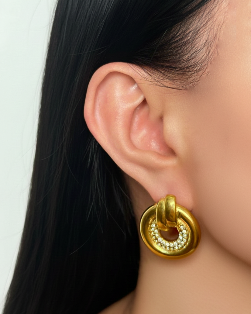 Raseira Zircon Paved Center Door Handle Design Gold Studs