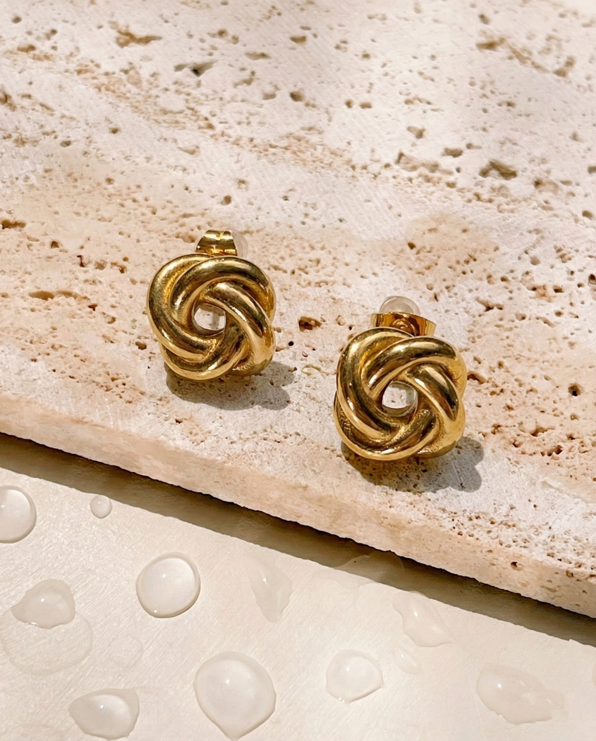 Rynellea Rounded Knot Design Gold Studs