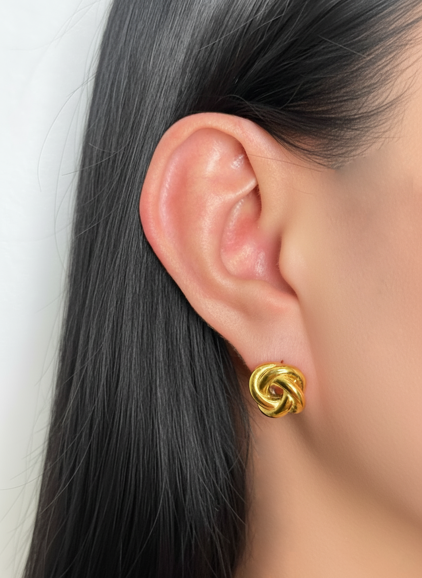 Rynellea Rounded Knot Design Gold Studs