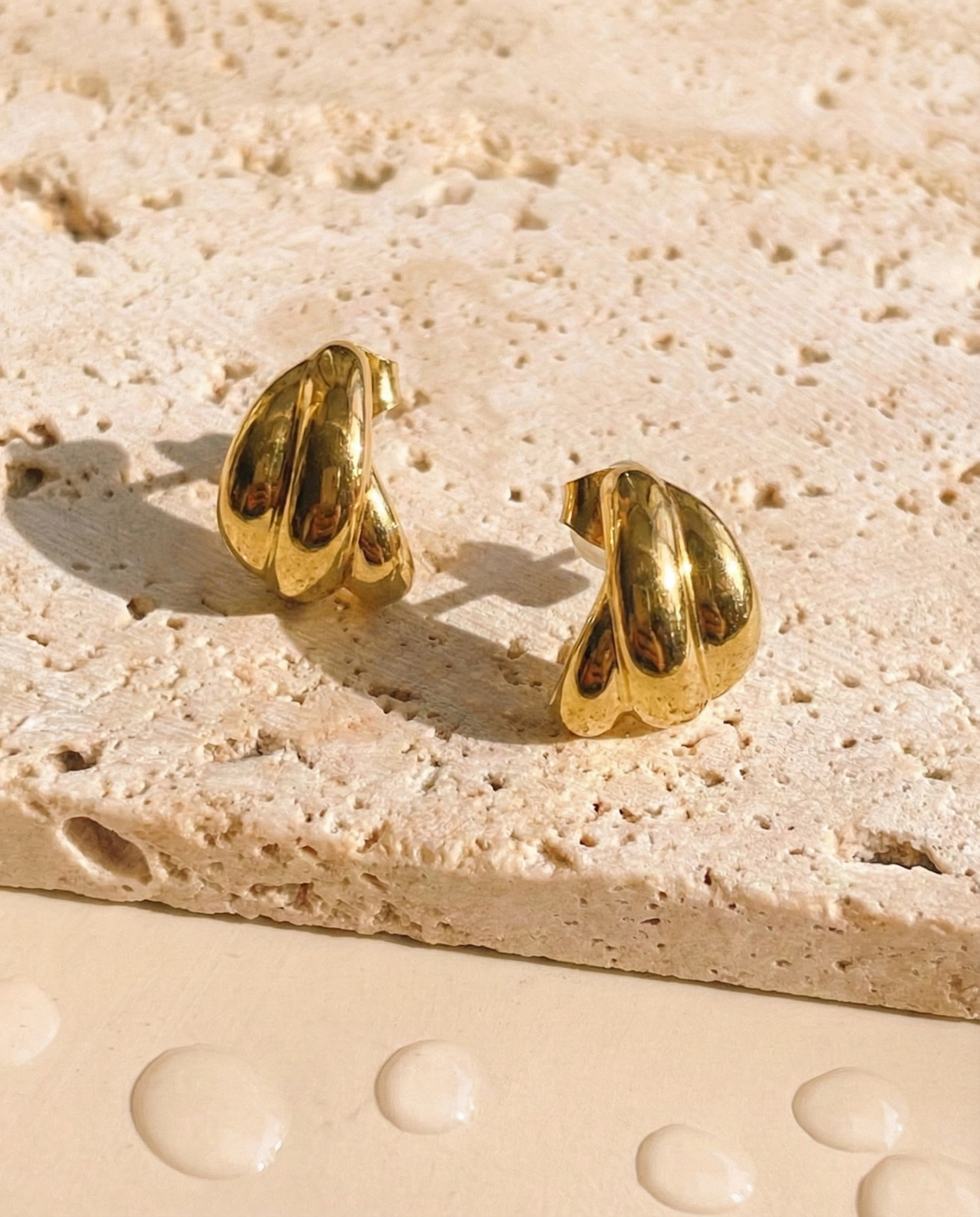 Senyra (Gold) Multilayer Banana Design Studs Earrings