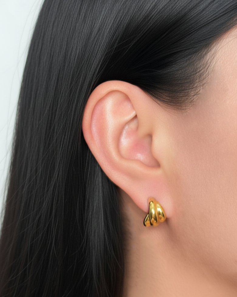 Senyra (Gold) Multilayer Banana Design Studs Earrings