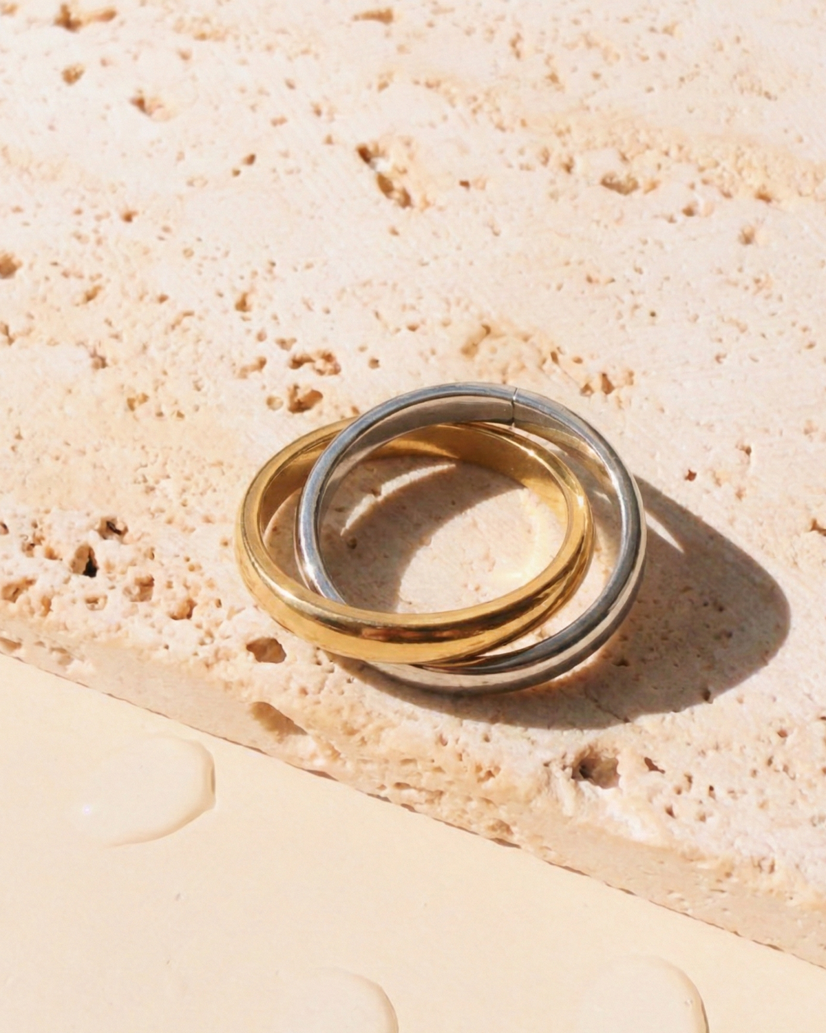 Verena Dual Silver Gold Smooth Rounded Individual Connected Ring