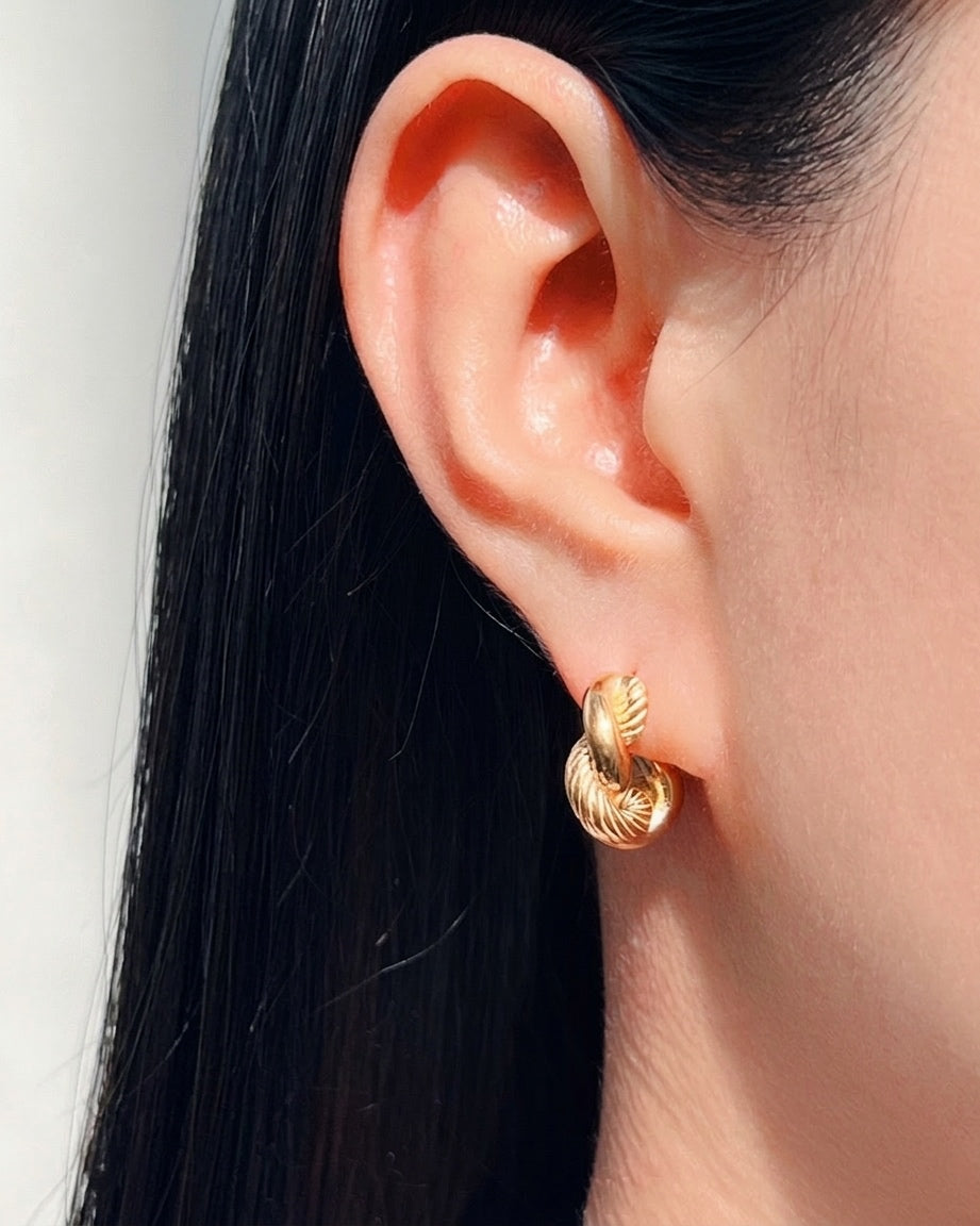Zelda (Gold) Textured Twisted Design Hoops