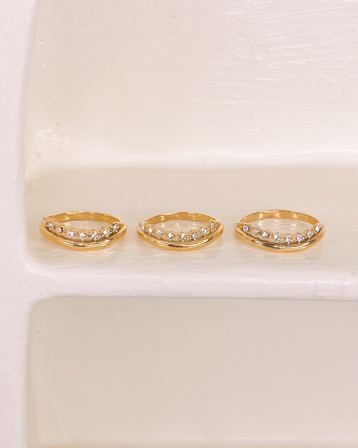 Maren Zircon Paved Split Gold Ring