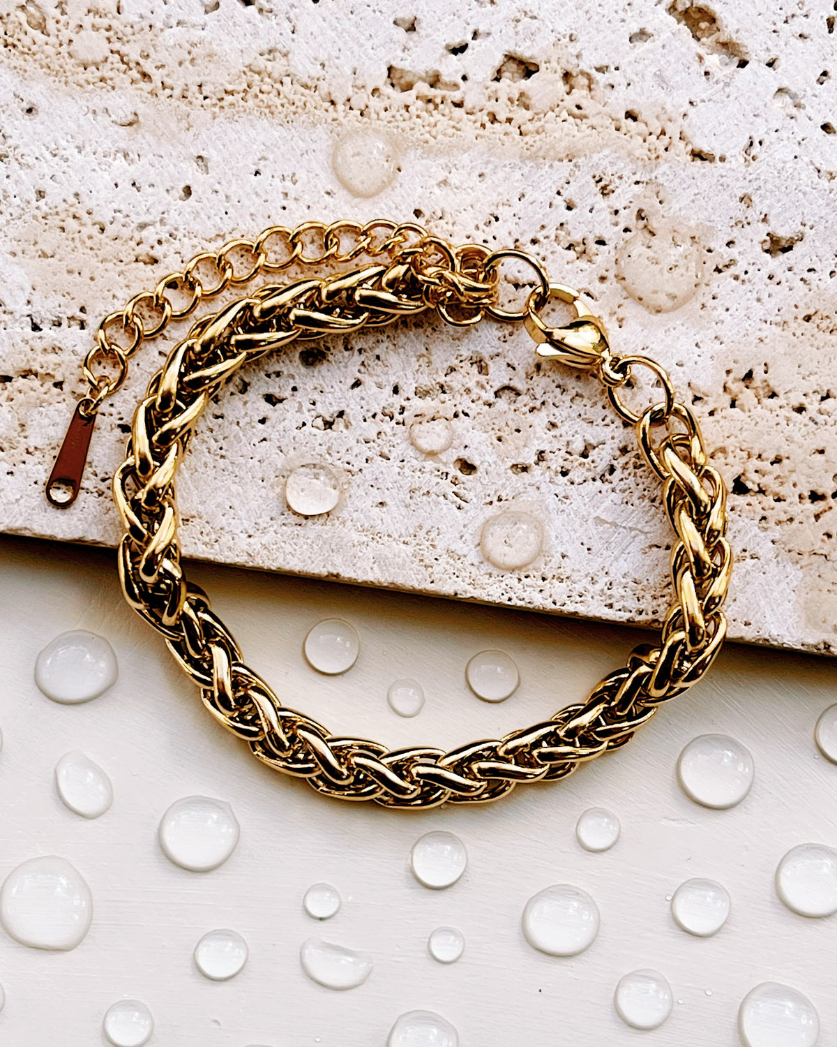 Evelyn Chunky Thick Wheat Chain Design Gold Bracelet