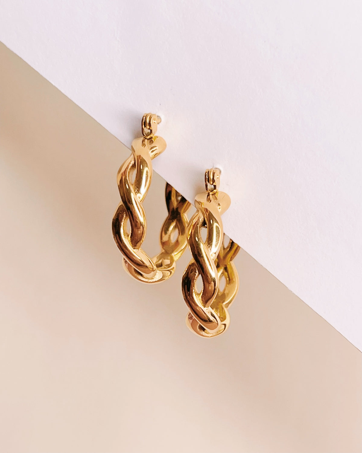 Rhea Round Twisted Gold Hoops