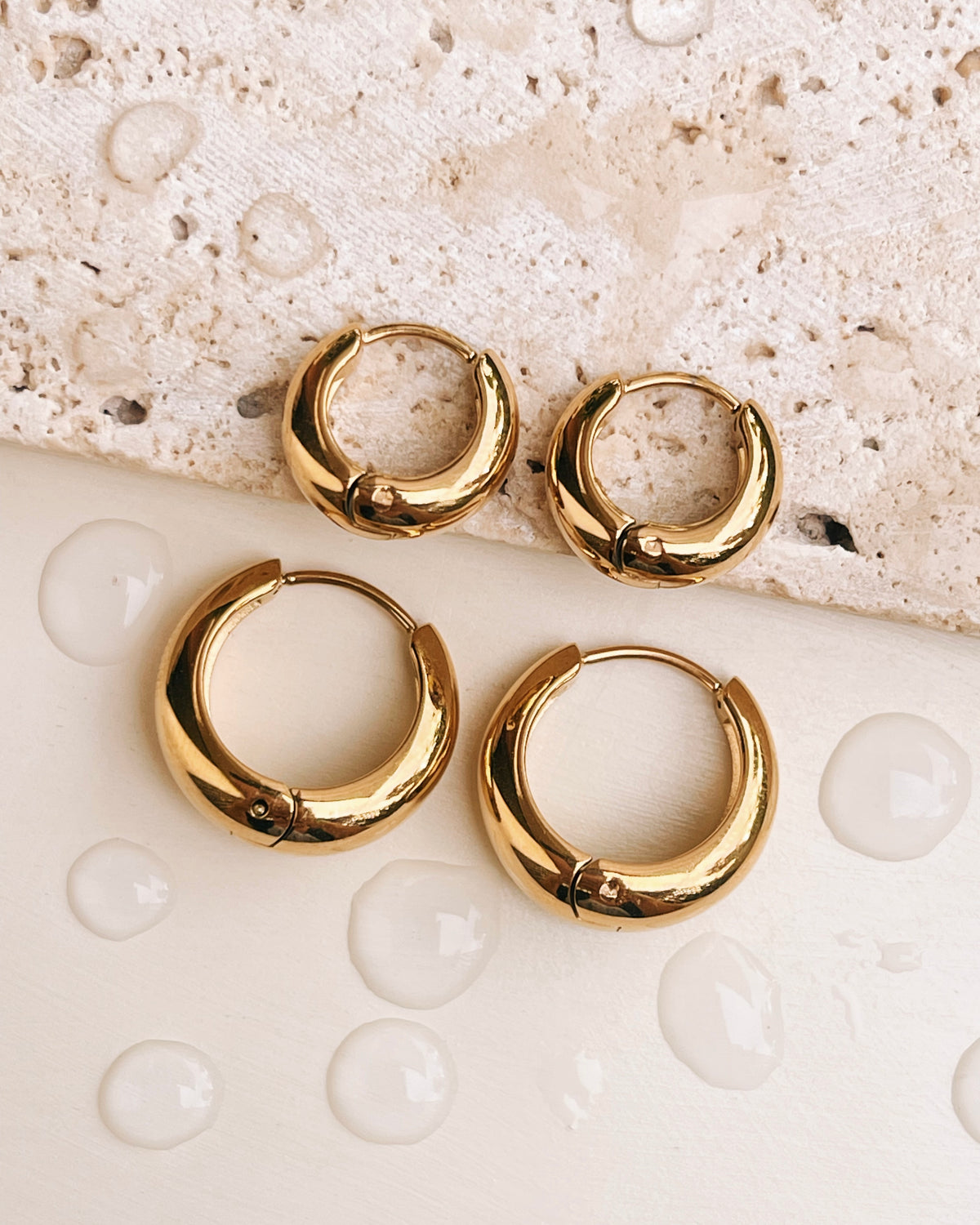 Andy (Gold) Round Waterdrop Design Hoops