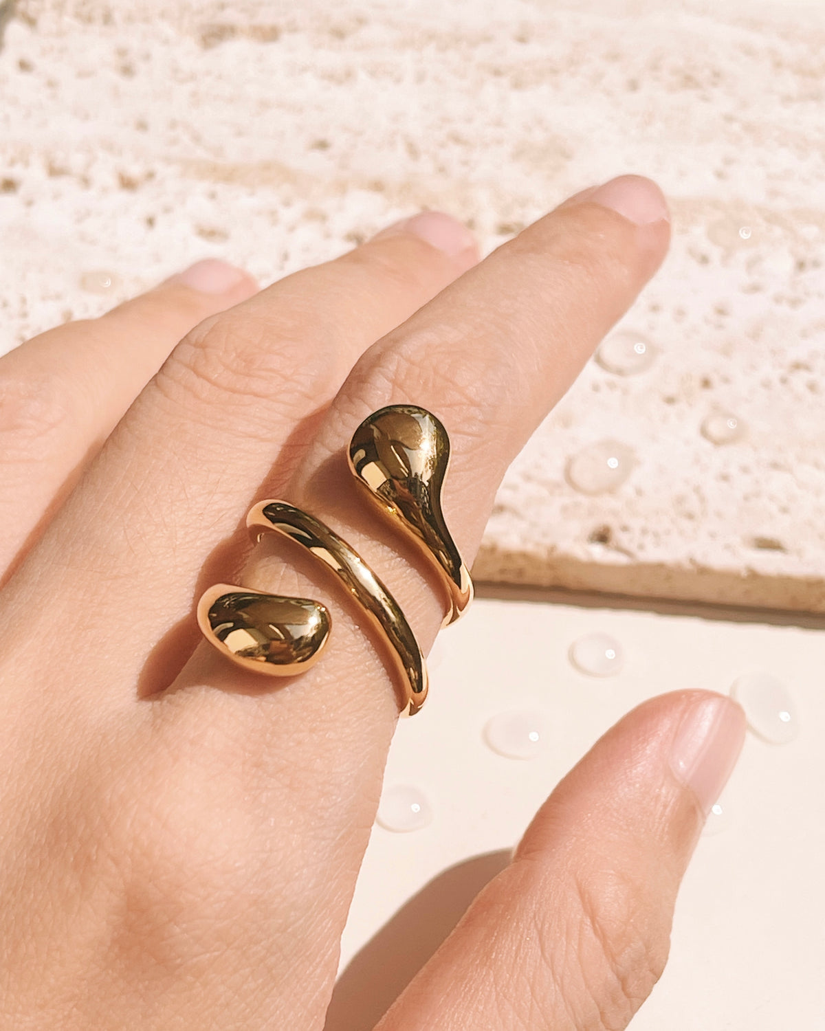 Autumn Abstract Snake Design Layered Look Open Gold Ring