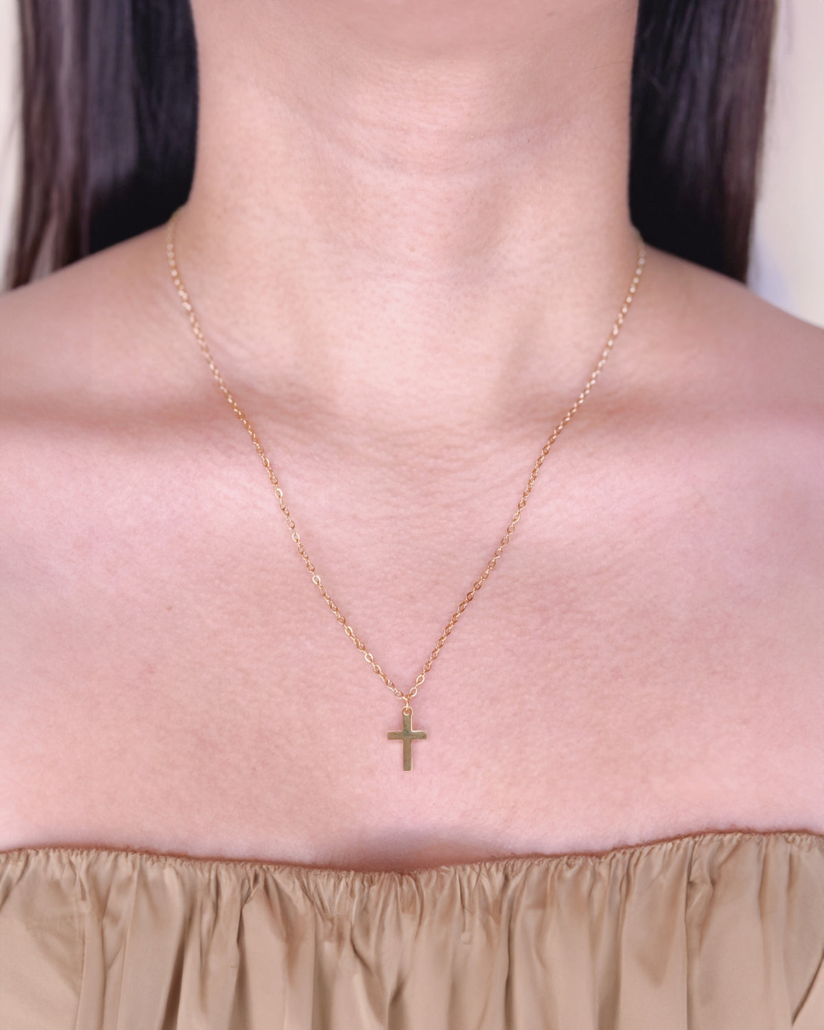 Arden (Bundle Set) 3 Necklaces Triple Layer Box Chain Flat Snake Chain Thin Curb Chain Cross Pendant Gold Necklace