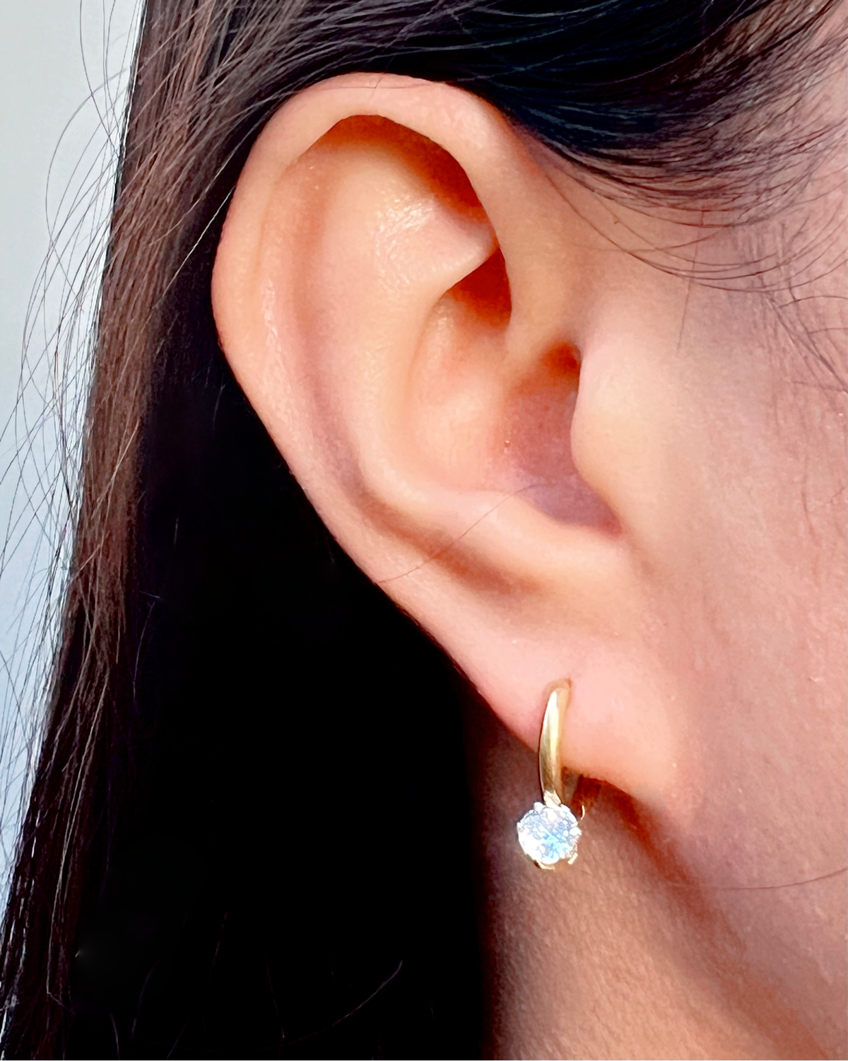 Josie Classic Huggie Inlaid Crowned Zircon Gold Drop Earrings