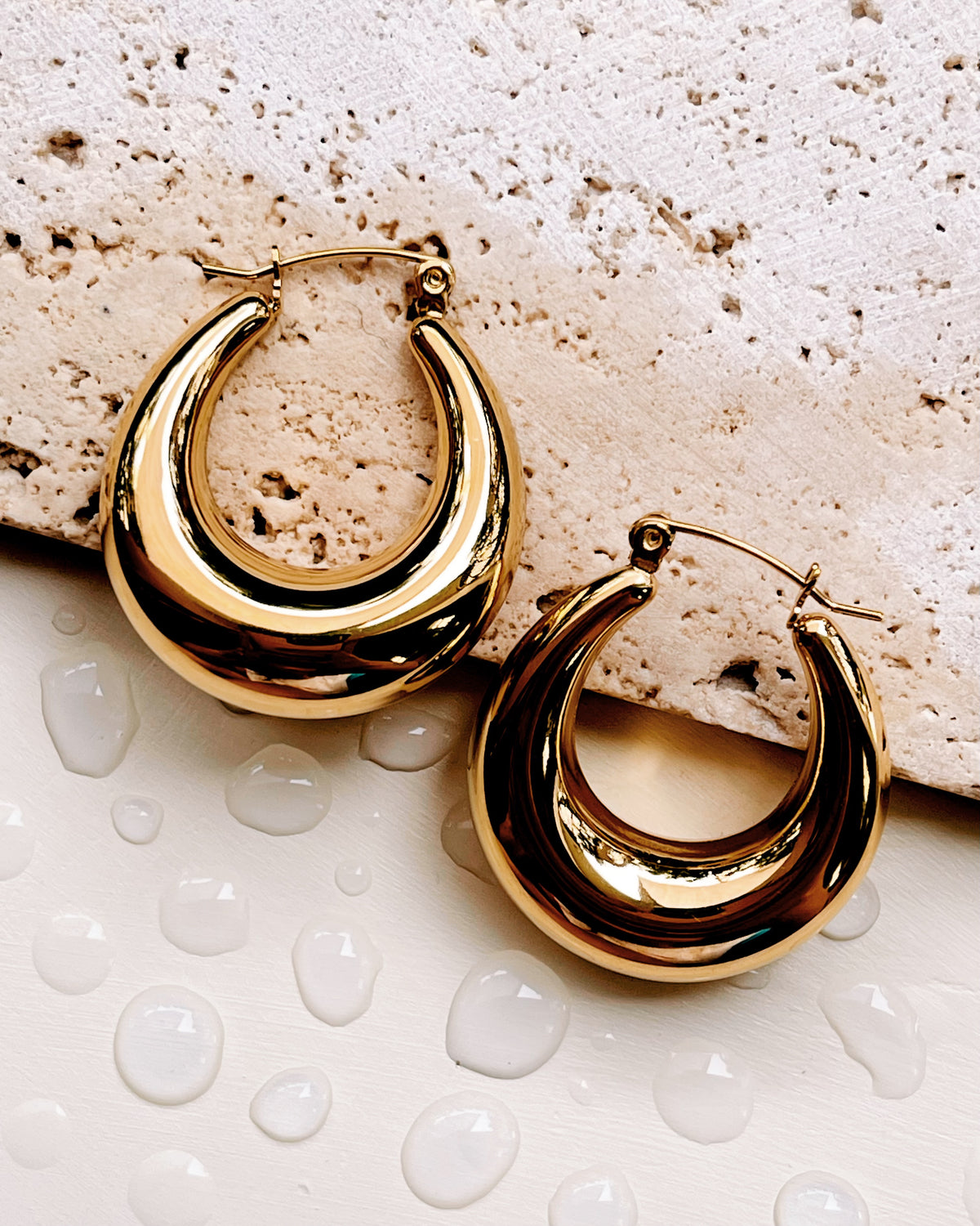 Diana (Gold) Chunky Oval Gold Hoops