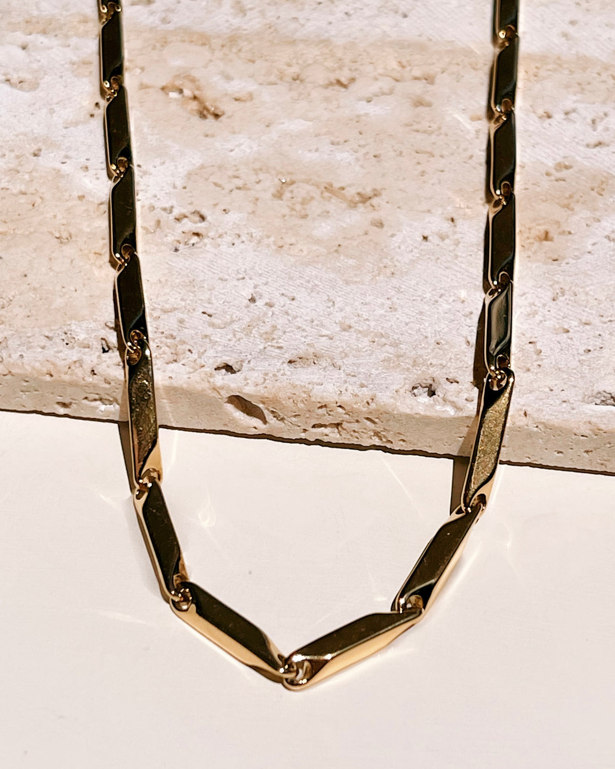 Jesse (Gold) Minimalist Diagonal Bar Link Chain Choker (Chain Only) Necklace