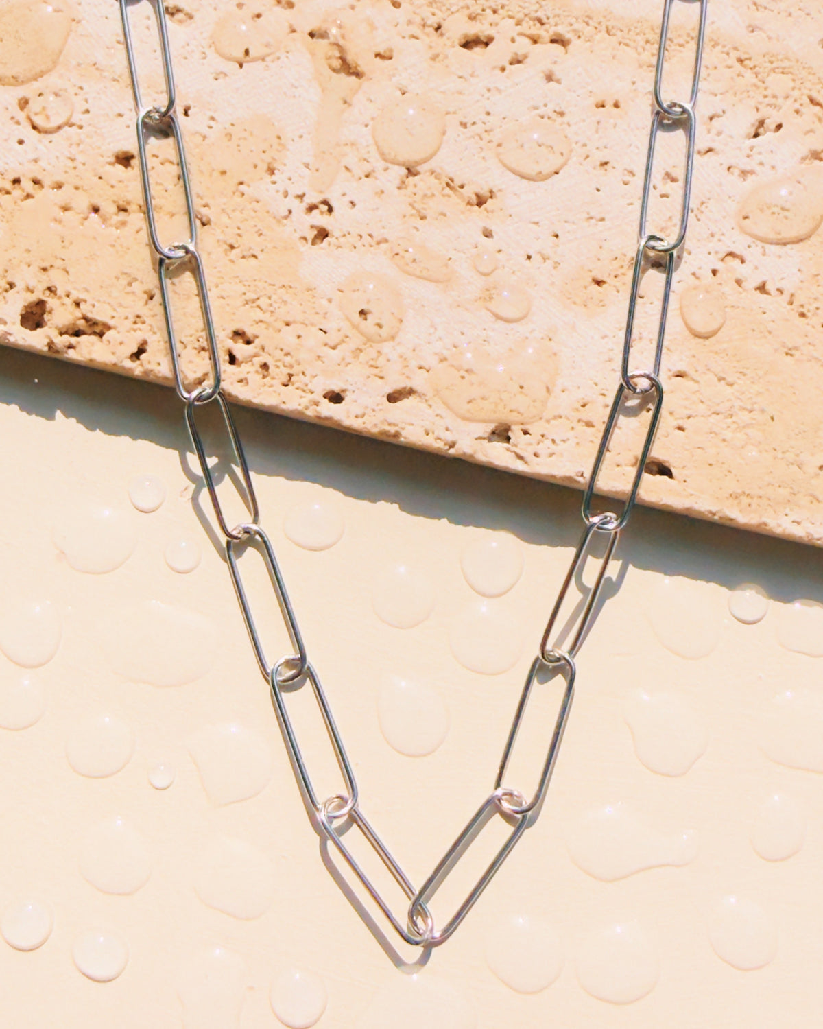 Leticia (Silver) Thin Large Paperclip Chain Design (Chain Only) Necklace