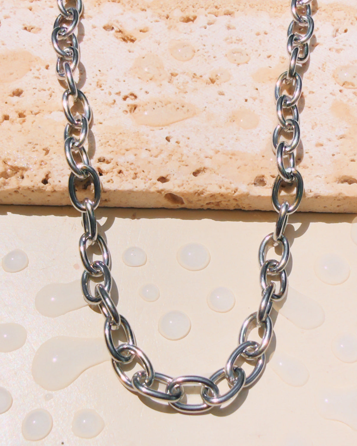 Laurence (Silver) Rounded Oval Link Chain Design (Chain Only) Necklace
