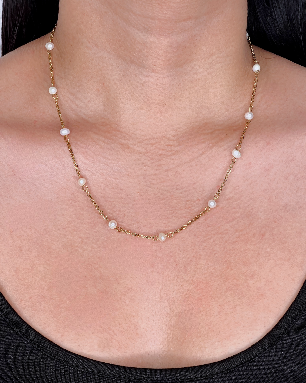 Sydney Baroque Freshwater Pearl Beaded Link Chain Gold (Chain Only) Necklace