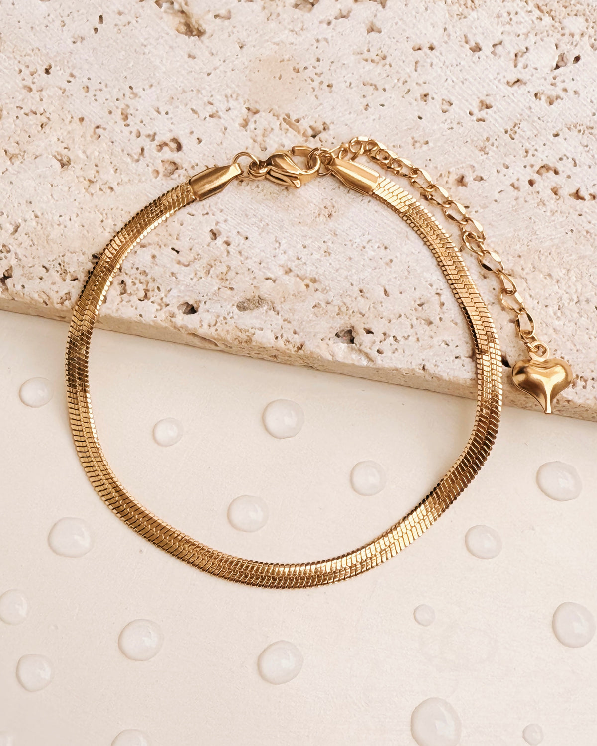 Dion Classic Flat Wide Snake Chain Gold Bracelet