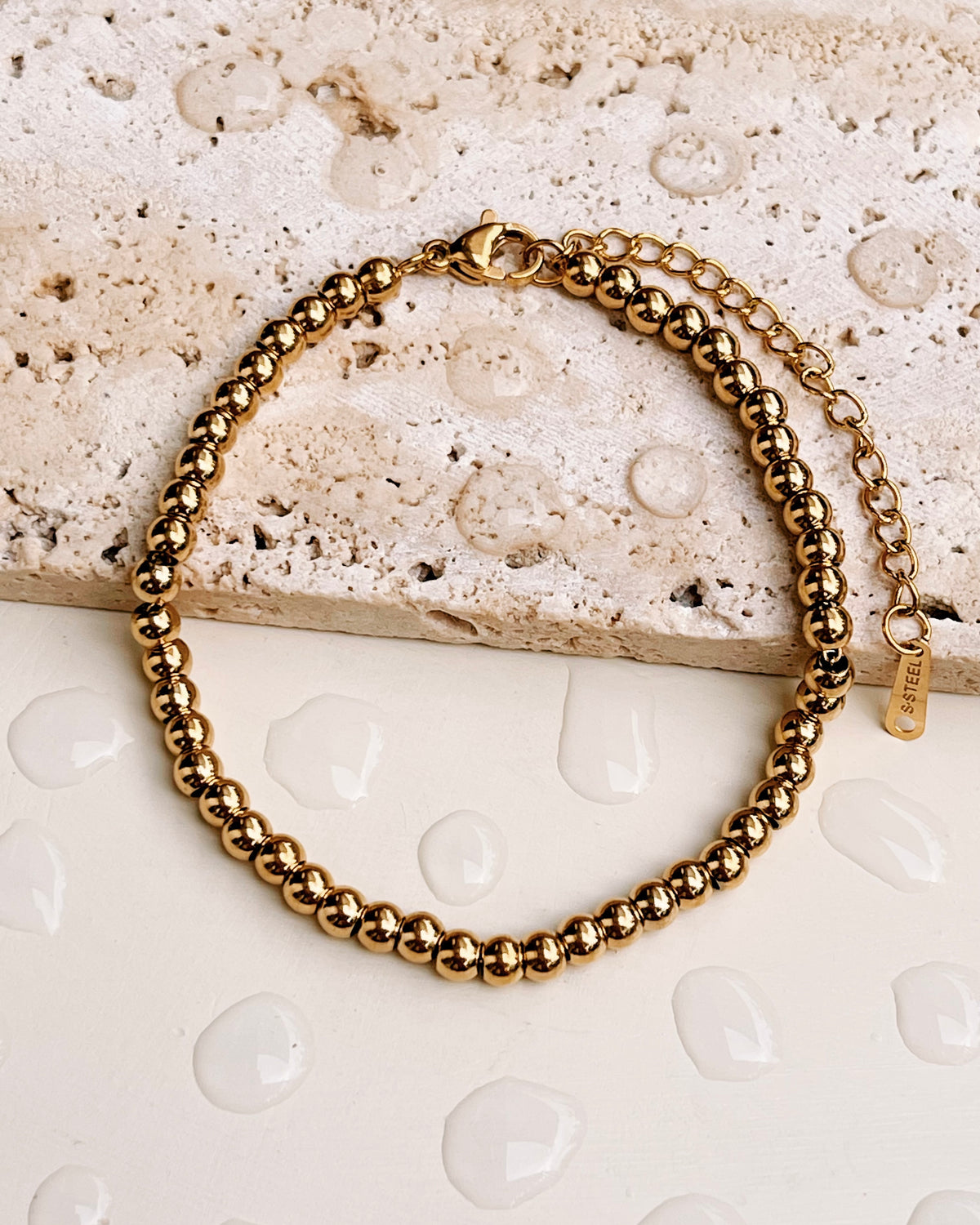 Allegra Round Ball Beads Link Chain Gold Bracelet