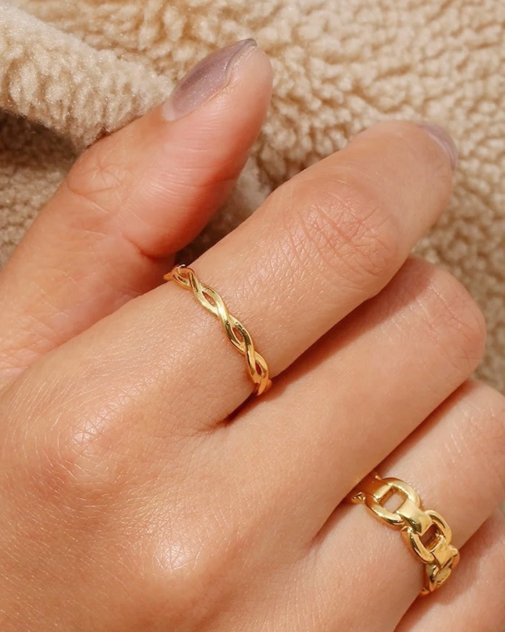 Gabrielle Twisted Design Gold Ring
