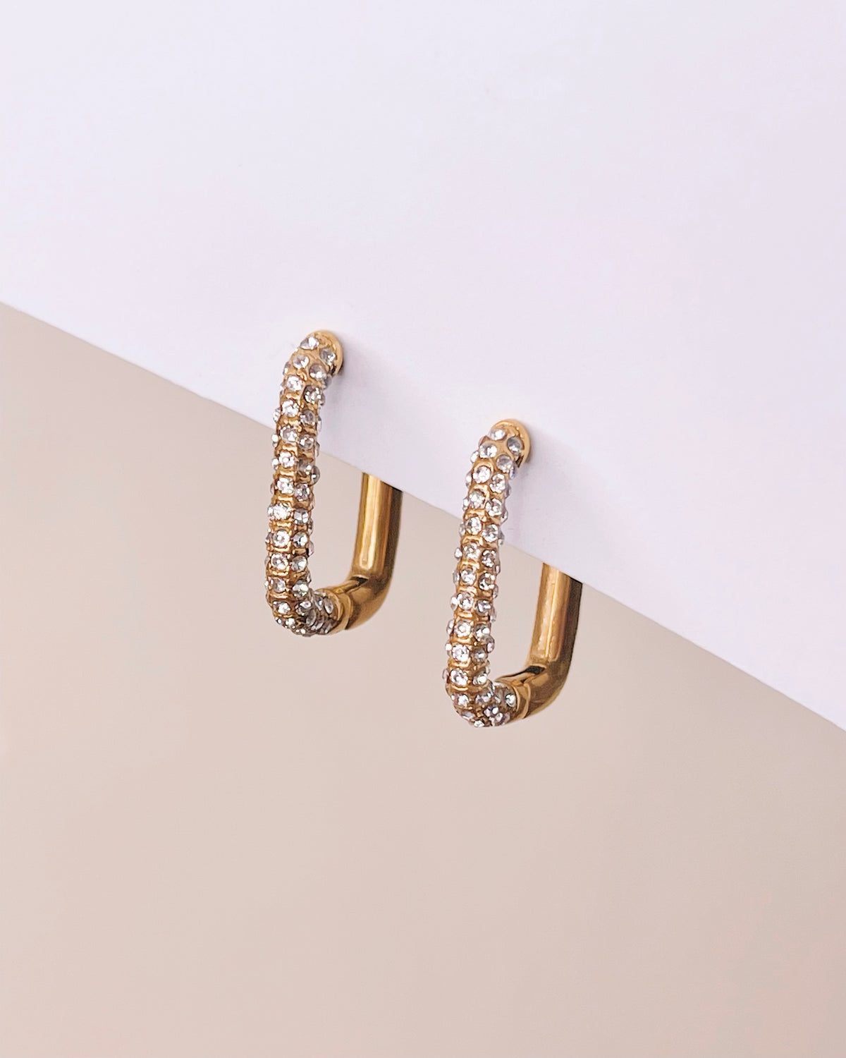 Mallory Zircon Paved U-Shaped Gold Hoops