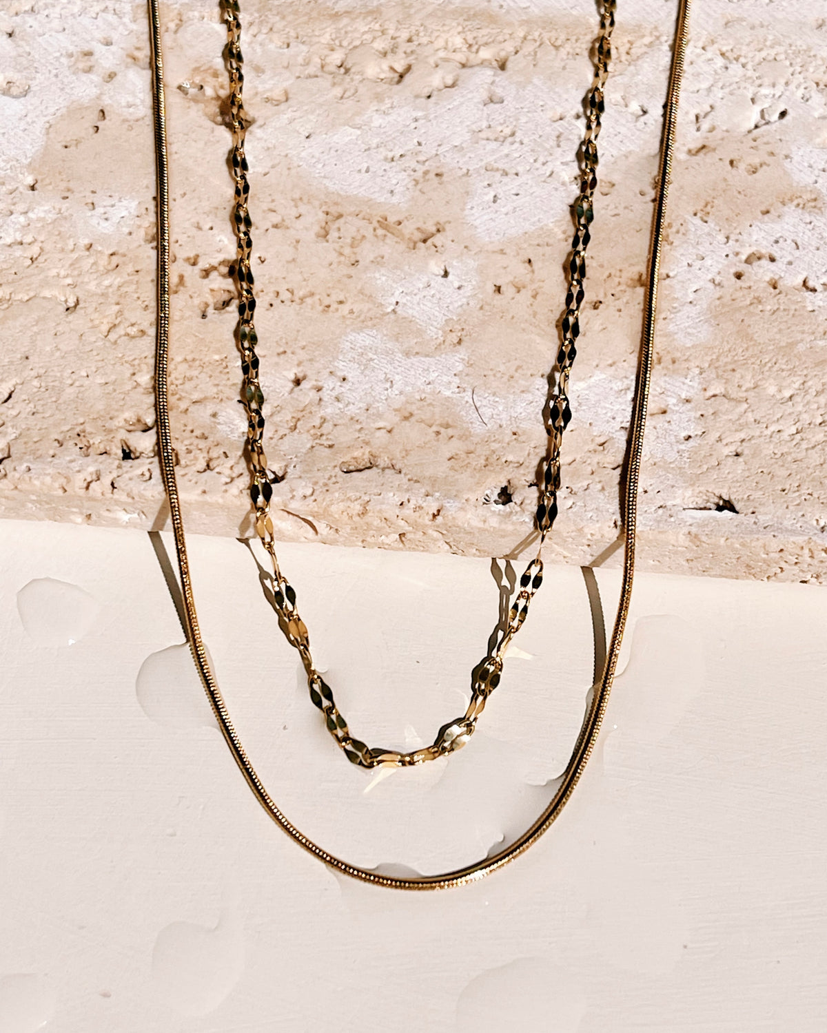 Maeve Double Layer Thin Snake Lace Chain Gold (Chain Only) Necklace
