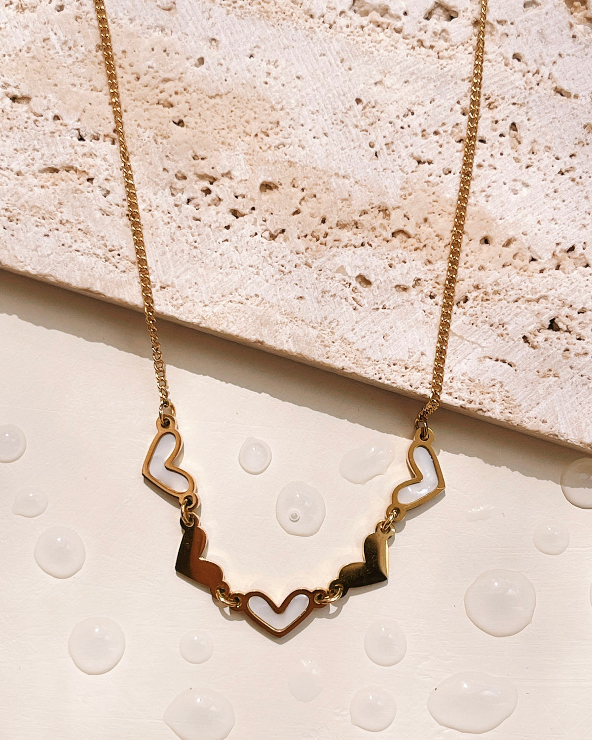 Leilani Natural Shell Hearts Gold Necklace | 18K Gold PVD Plated Stainless Steel