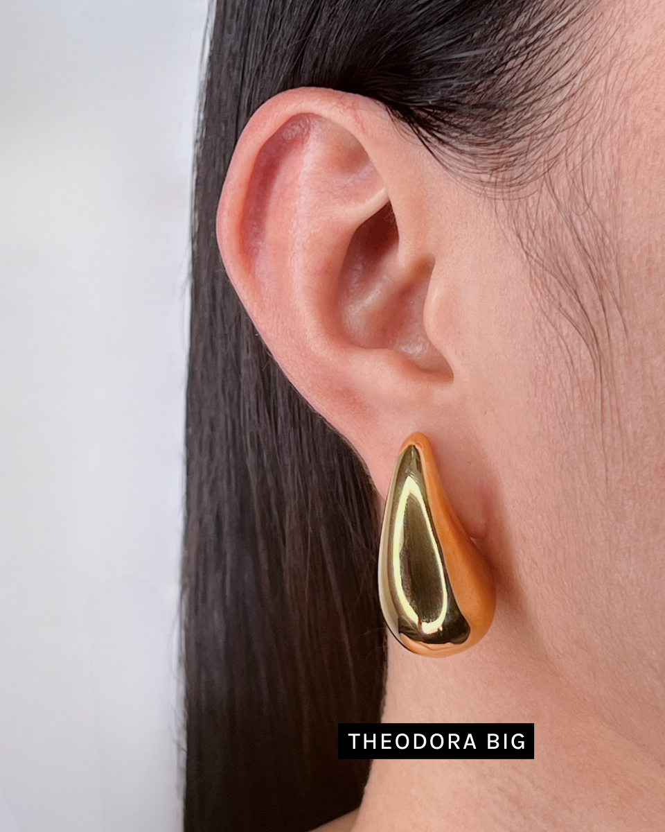 Big gold drop earrings deals