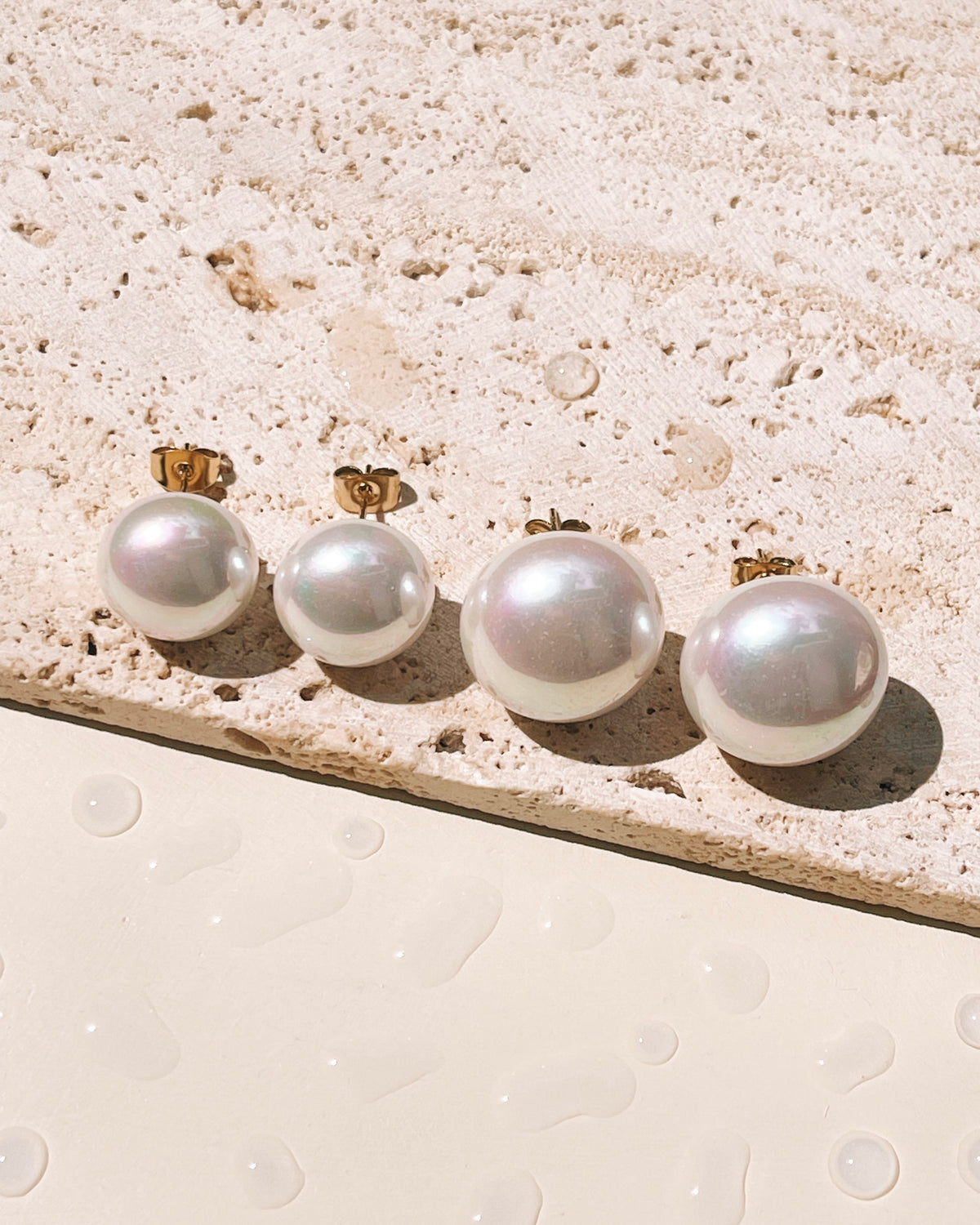 Chelsea Pearl Mushroom Shaped Design Gold Stud Earrings