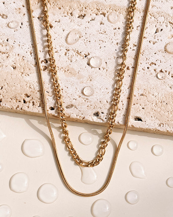 Alex Double Layer Figaro Chain Snake Chain Design (Chain Only) Necklac ...
